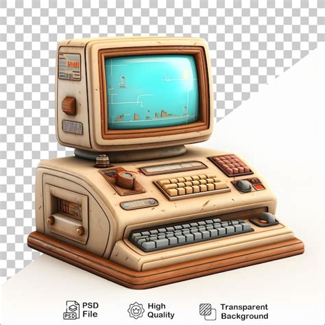 Premium PSD | 3d retro computer on transparent background