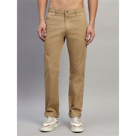 Buy Cantabil Men Khaki Solid Regular Fit Casual Trouser Online