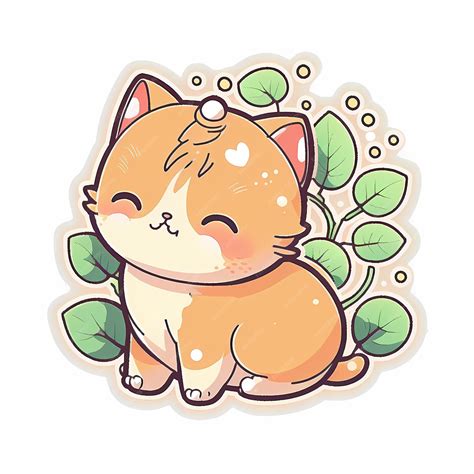 Premium Photo | Adorable and cute kawaii cat sticker design illustration