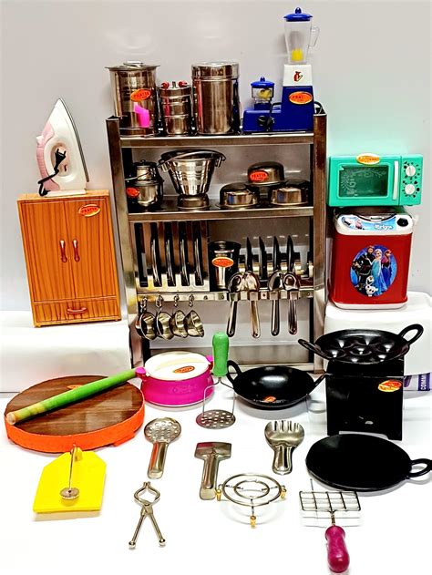 Buy Jagrishti Toys Real Cooking Steel Miniature Kids Kitchen Set for ...