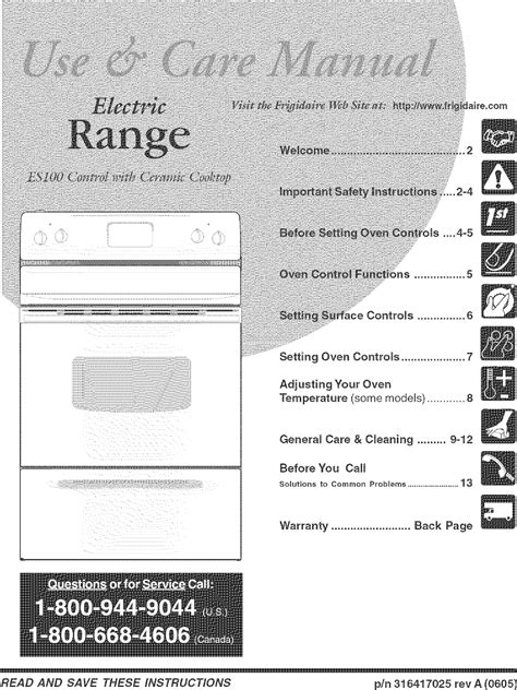 Frigidaire FEF336ECE User Manual ELECTRIC RANGE Manuals And Guides L0705106