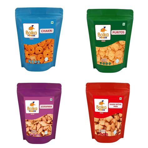 Bolka Foods Chakri (Chakli), Puritos, Jeera Para, Khara Mitha Para (150 ...