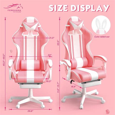 Ferghana Kawaii Pink Gaming Chair with Bunny Ears, India | Ubuy