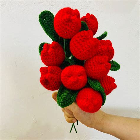 Buy Handmade Flower Bunch Set Of 6 Red Rose And 6 Peach Rose Online at ...