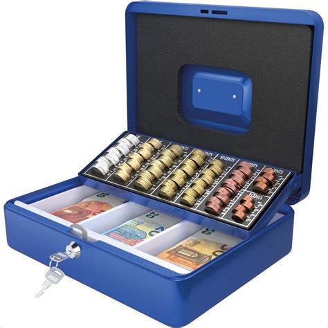 Acropaq - geldkoffer met muntsorteerder- 30 x 24 x 9 cm - blauw ...