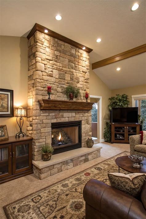 14+ Stunning Stacked Stone Fireplace Ideas