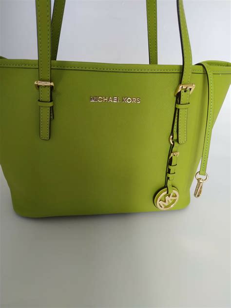 Michael Kors Jet Set Lime Green Saffiano Leather Bag - Earth Luxury