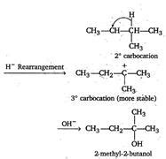 The hydrolysis of 2-bromo-3-methyl butane by SN1 mechanism gives mainly