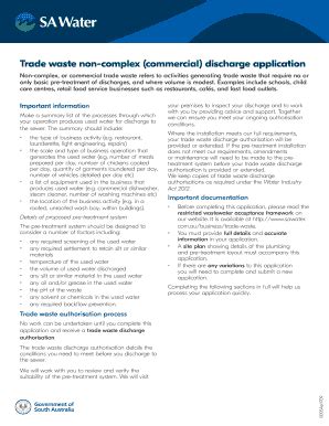 Fillable Online Trade waste non-complex (commercial) discharge ...