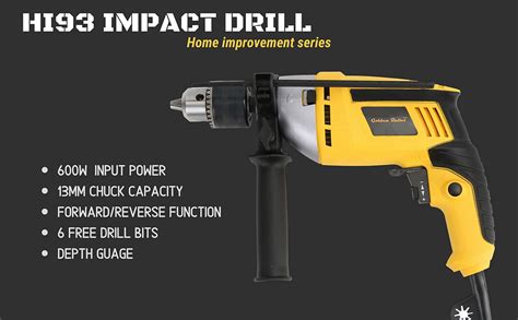 GOLDEN BULLET HI93 - 13MM REVERSIBLE IMPACT DRILL MACHINE WITH VARIABLE ...
