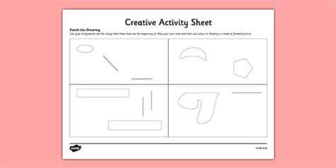 Finish The Drawing Creative Worksheet / Worksheet