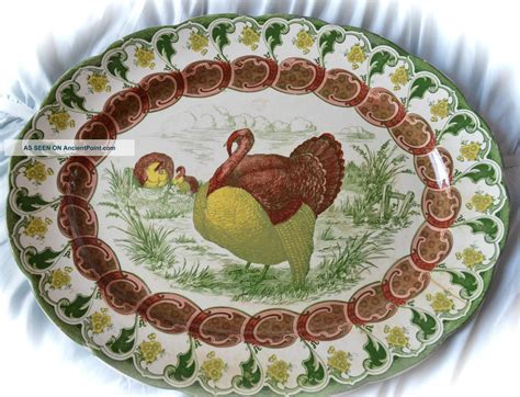 Gorgeous Florence England Antique Turkey Platter & 10 Plates