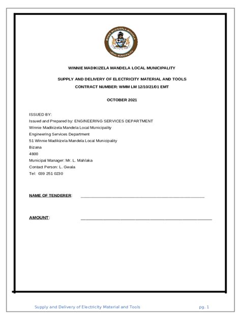 Winnie Madikizela-Mandela Local Municipality Tenders Doc Template ...