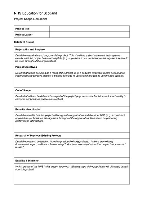Image result for Project Scope Internship Template