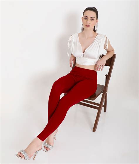 SOLID MAROON ANKLE-LENGTH COTTON LEGGINGS FOR WOMEN – VIP Clothing Limited