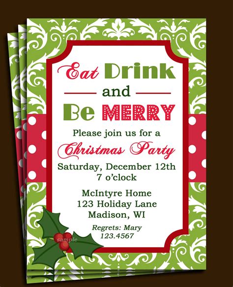 Holiday Party Invitation Template Free