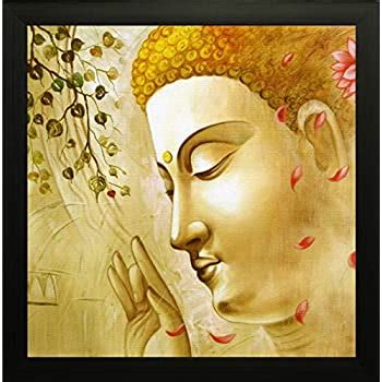 SAF Buddha Religious UV Textured Framed Painting (Synthetic, 14 inch x ...