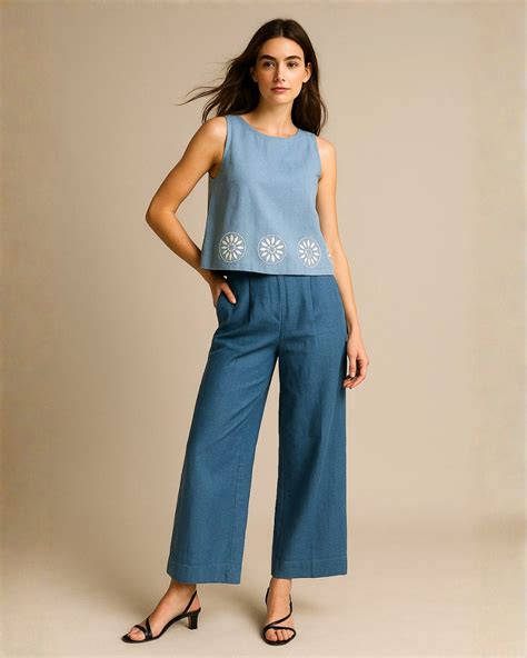Light Blue Top with Dark Blue Pant – Stylish Co-ord Set – Chhaya Gandhi ...