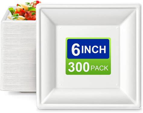 Amazon.com | EcoAvance Square Paper Plates 6 inch, 300 Pack Bulk Paper ...