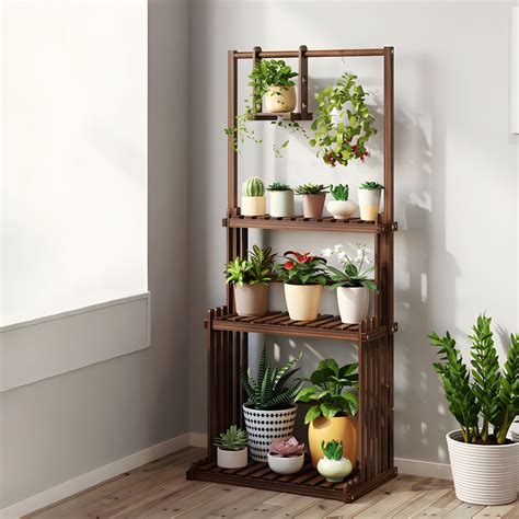 Solid Wood 3-Tiered Plant Stand Shape in Oblong for Stylish Indoor ...
