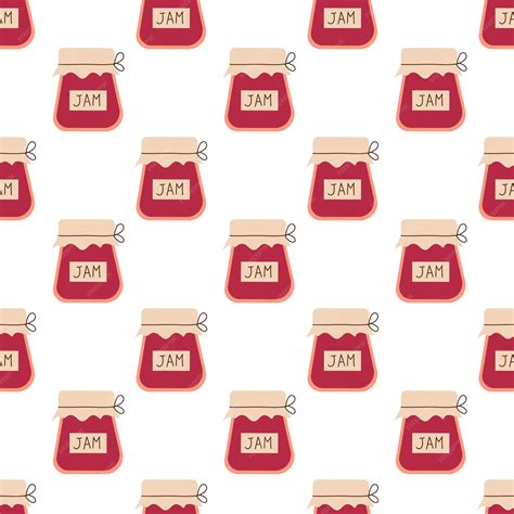 Premium Vector | Berries jam in glass jar Seamless Pattern Homemade ...