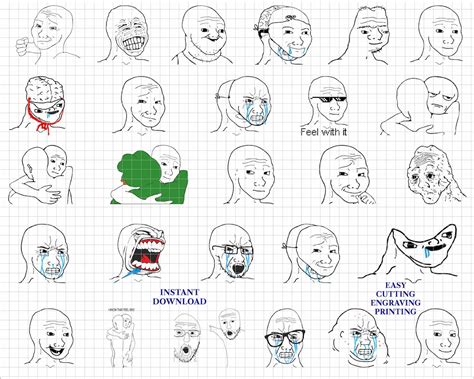 Buy Wojak Face Meme Template SVG PNG Cricut File Layered Cut Online in ...