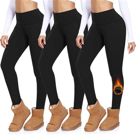 Amazon.com: MOREFEEL 3 Pack Thermal Fleece Lined Leggings Women,High ...