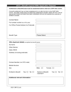 UK National Insurance Number Application Request - Blank Fillable ...