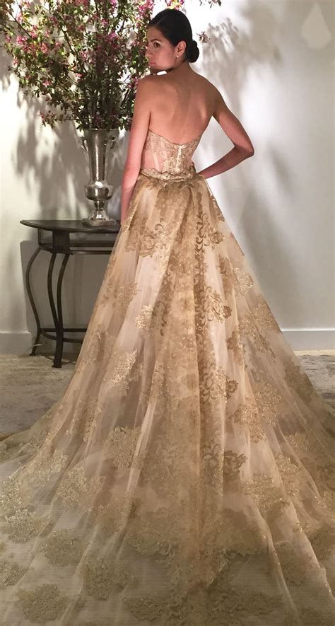 Gold Embroidered Wedding Dress | White and Gold Strapless Gown | Colored wedding dresses ...
