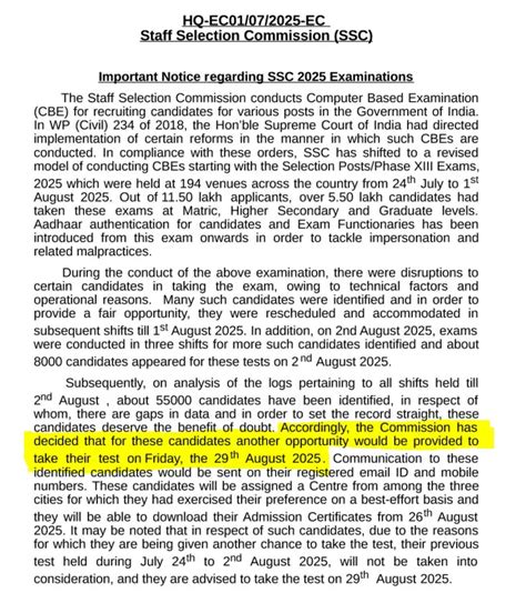 SSC Selection Post Phase 13 Exam Date 2025 Out, Re-Exam for 55000 ...