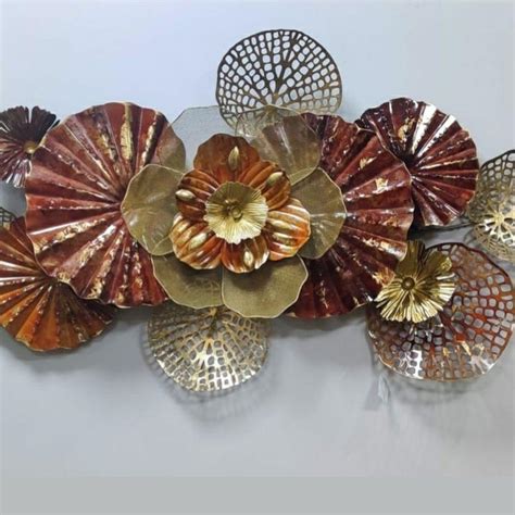 Antique Leafs Metal Wall Art (45 x 22 Inches) - Punam Metalcrafts