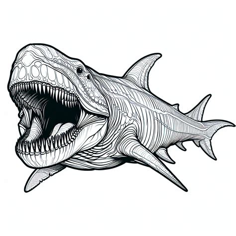 Scary Megalodon coloring page - GoGo Coloring