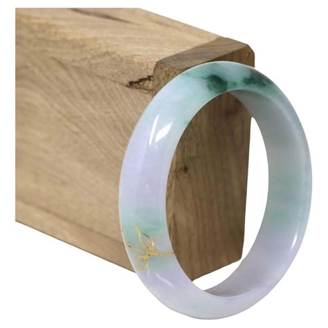 18k Gold Inlaid Real Jadeite Jade Bangle Bracelet #446 For Sale at 1stDibs