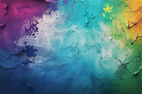 A colorful abstract painting of a blue and purple color palette ...