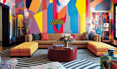 Bold and bright mixed media living room created using generative ai ...