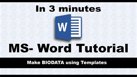 Make Biodata in 3 minutes | MS-Word Tutorial | Design Bio...