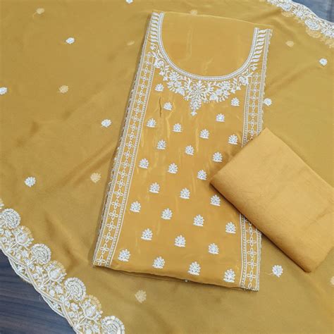 Set 15-9th Jan - Graceful Mustard crepe kurta - Creative thread ...