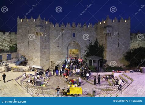 Damascus Gate of Jerusalem Old City Editorial Image - Image of evening ...