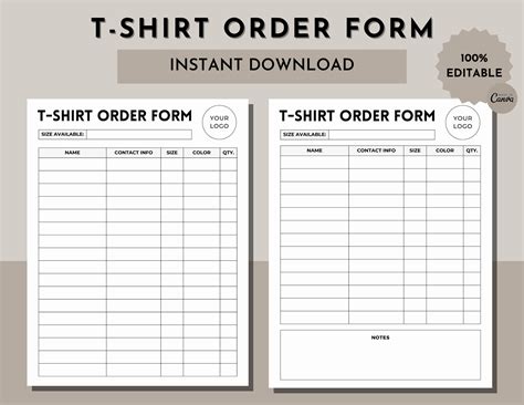 Free printable apparel order forms, Download Free printable apparel ...