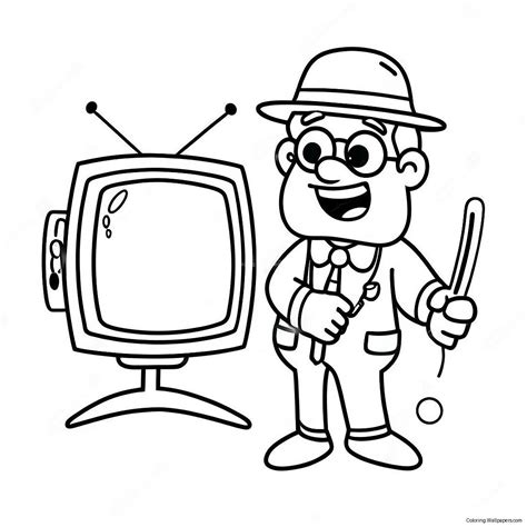 Funny Tv Man With Remote Coloring Page (19243-15200)