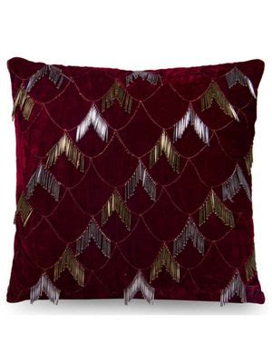 Buy ALCOVE Red Velvet Fringe Cushion Cover Online