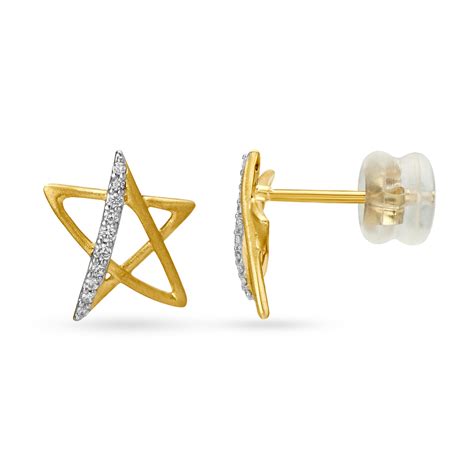 14KT Yellow Gold Diamond Stud Earrings
