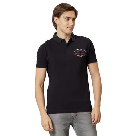 Being Human Regular Fit Men Polo Neck T-Shirts-Black