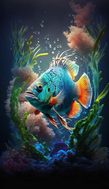 Fish on a blue background | Premium AI-generated image