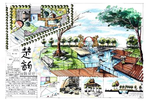 环艺广场景观茶室建筑设计考研手绘快题分享_宜夏