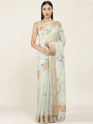 Buy Soch Printed Organza Saree with Unstitched Blouse Online