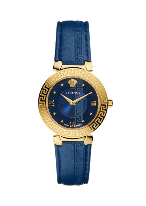 Versace Leather Blue Round Dial Quartz Analog Women Watch - V16040017 ...