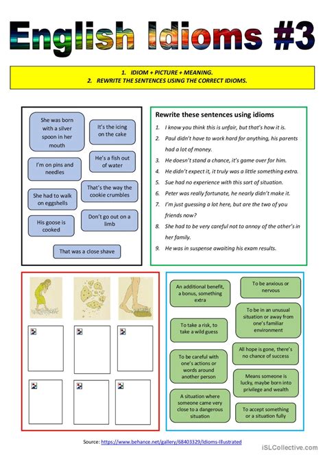 English Idioms #3 - Idiomatic Expres…: Français FLE fiches pedagogiques ...