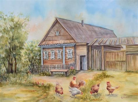 Рисунок лето в деревне - 80 фото