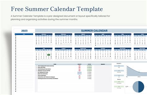 Summer Calendar in Illustrator, Word, PSD, PDF, Google Docs - Download ...